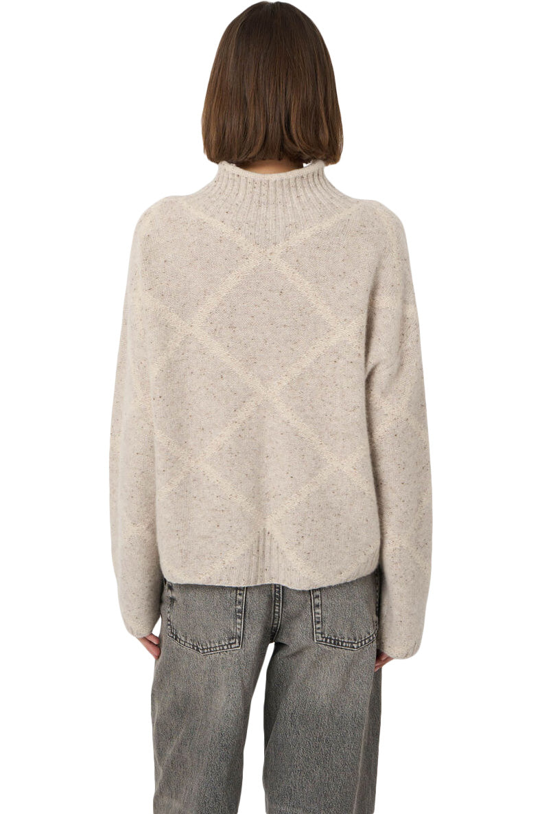 Repeat Cashmere Tweed-Effect Stand-Collar Sweater
in Argyle
