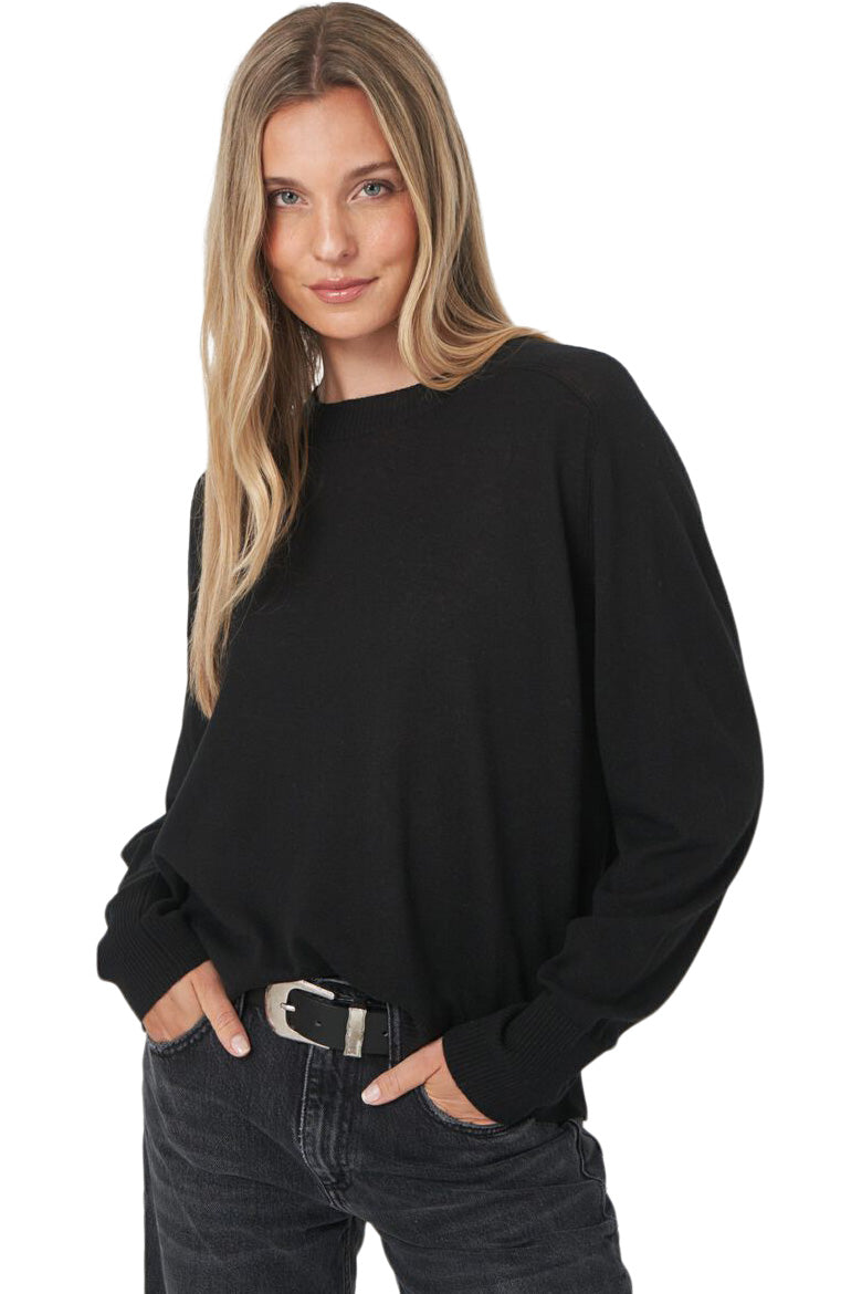 Repeat Cashmere Wide Cut Long Sleeve Sweater in Black