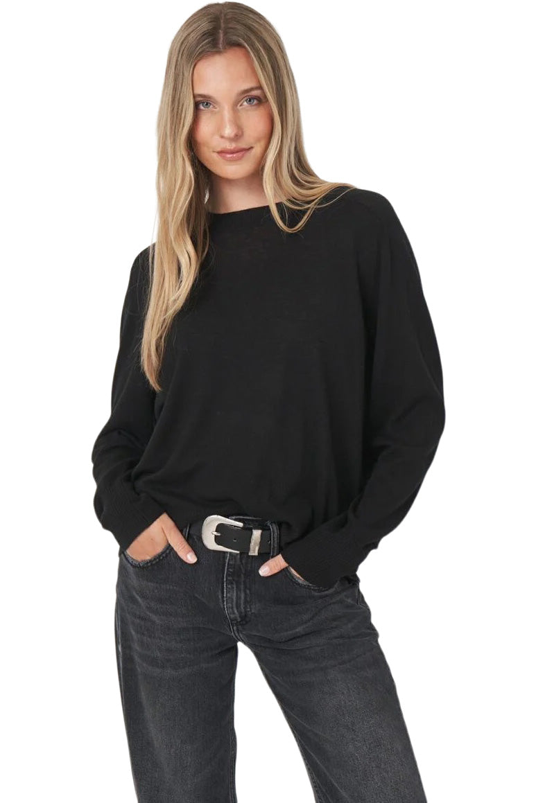 Repeat Cashmere Wide Cut Long Sleeve Sweater in Black