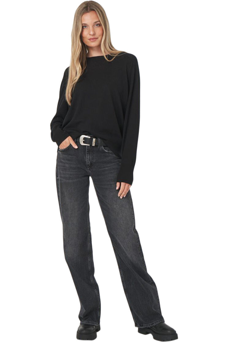 Repeat Cashmere Wide Cut Long Sleeve Sweater in Black