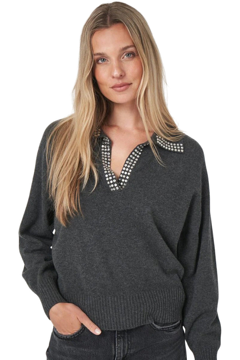 Repeat Cashmere Loose Fit Sweater with Embroidered Pearl Trim