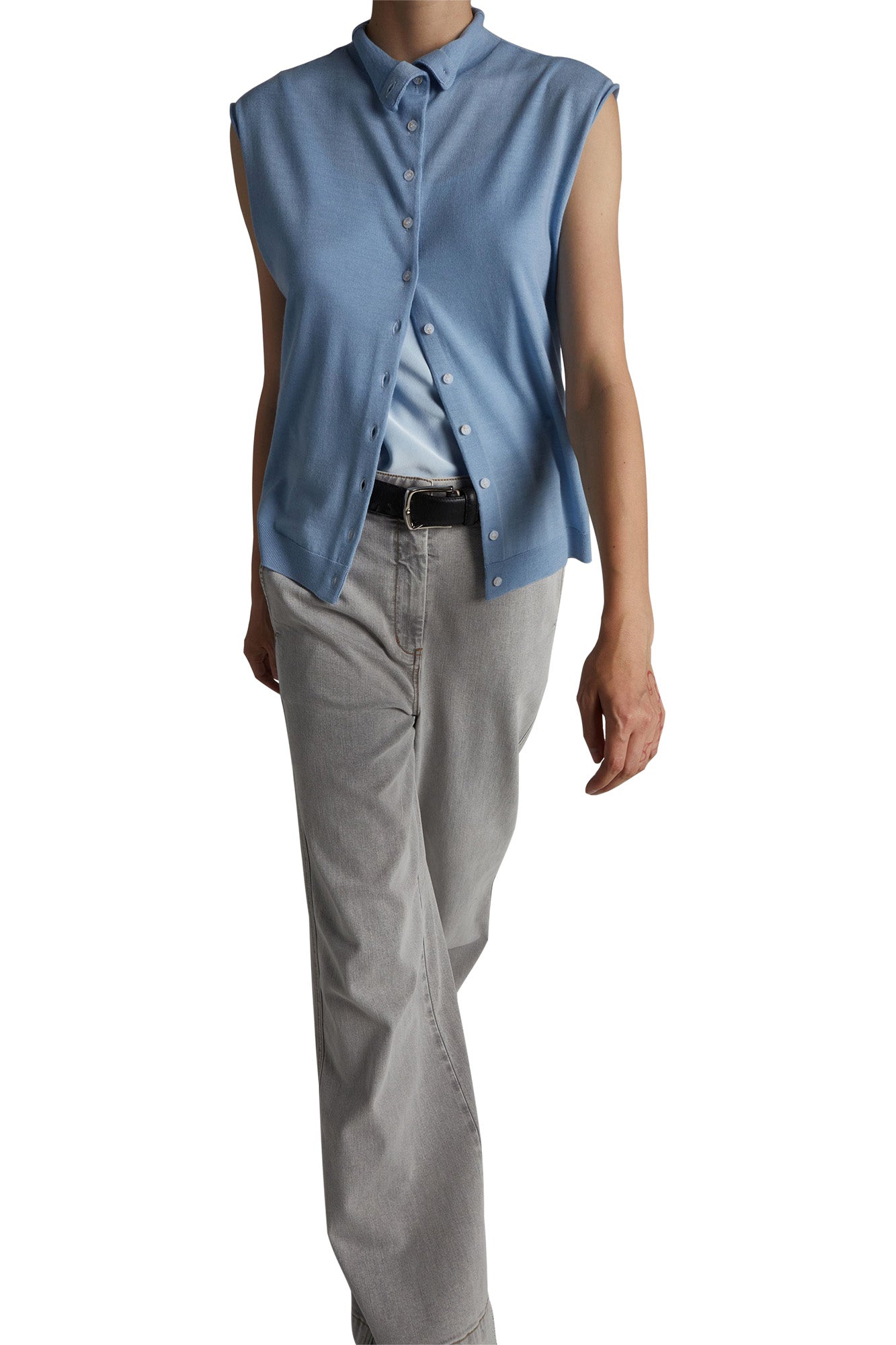 Saint Art Amber Wide-leg Denim Pant in Powder Grey