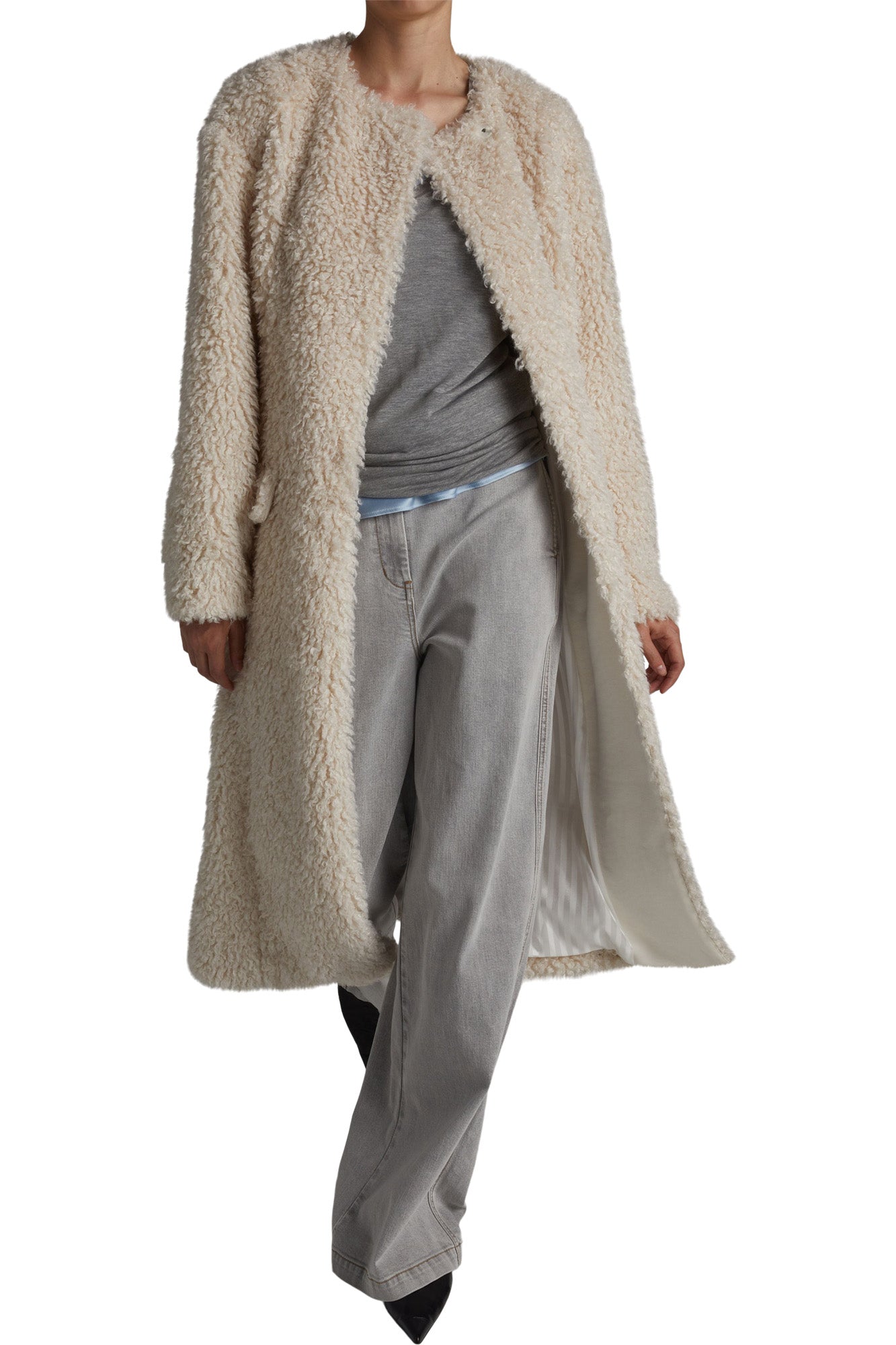 Saint Art Amber Wide-leg Denim Pant in Powder Grey