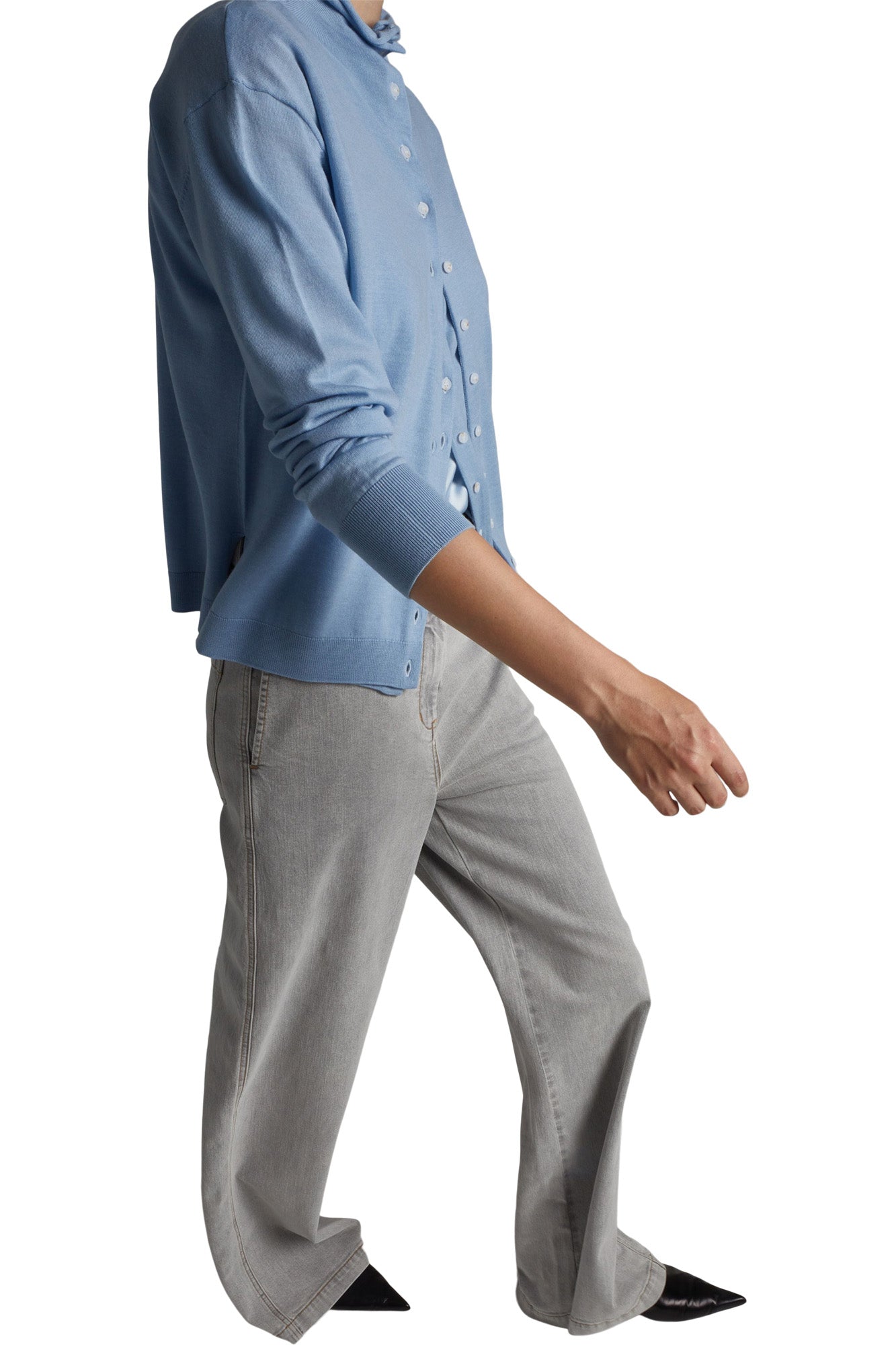 Saint Art Amber Wide-leg Denim Pant in Powder Grey