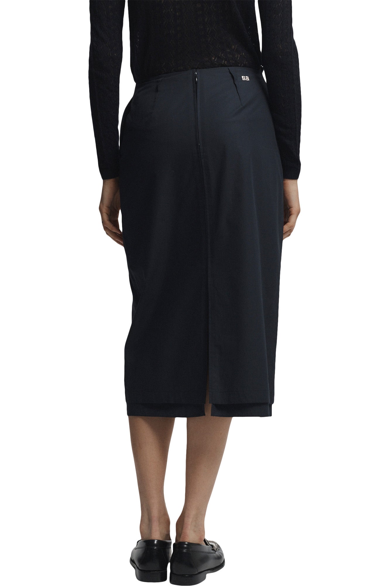Saint Art Dutton Poplin Midi Skirt in Navy