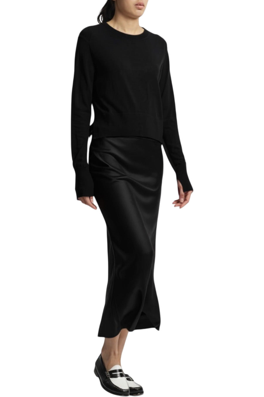 Saint Art Elodie Layered Crewneck Knit in Black