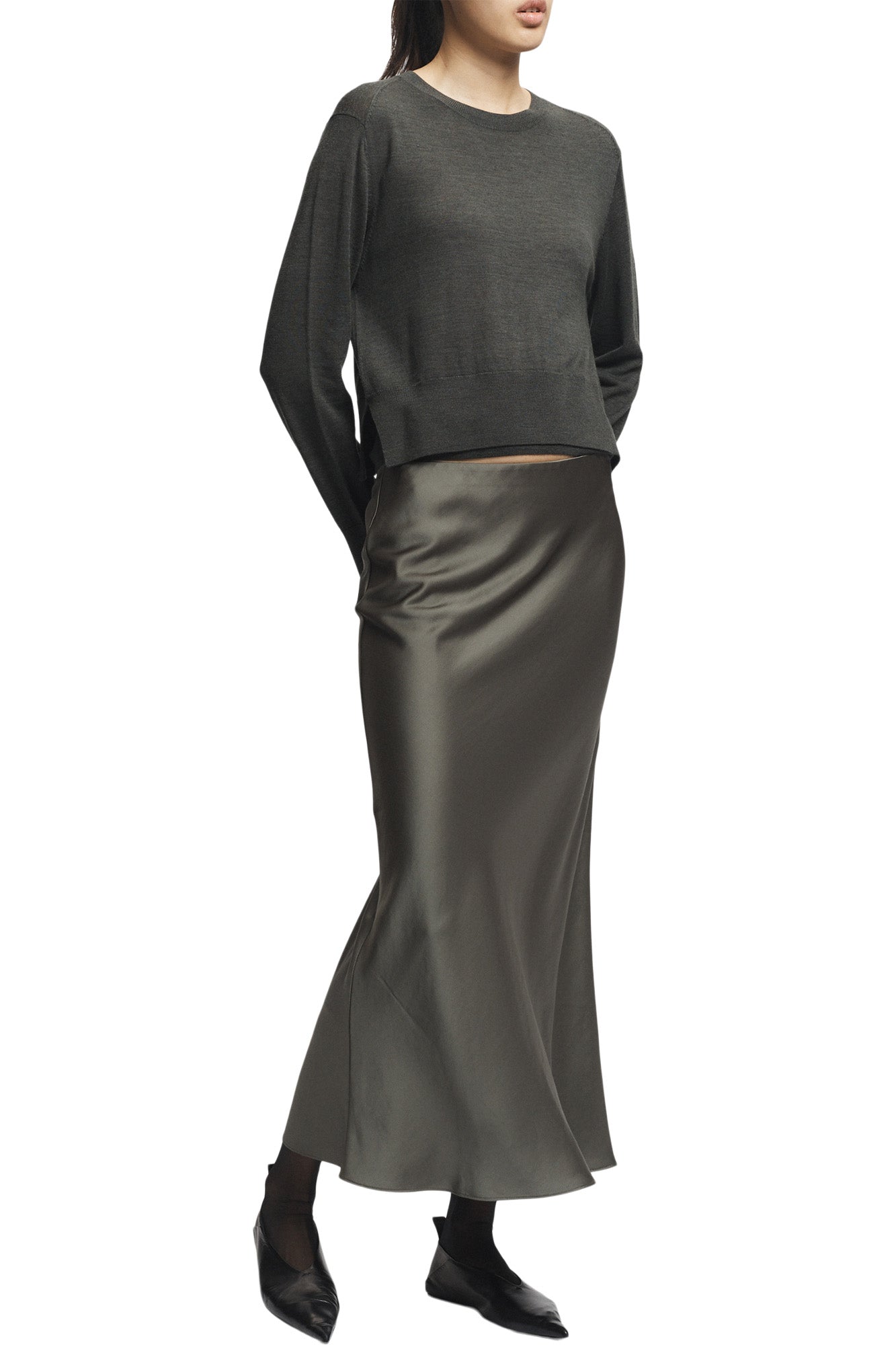 Saint Art Elodie Layered Crewneck Knit in Olive