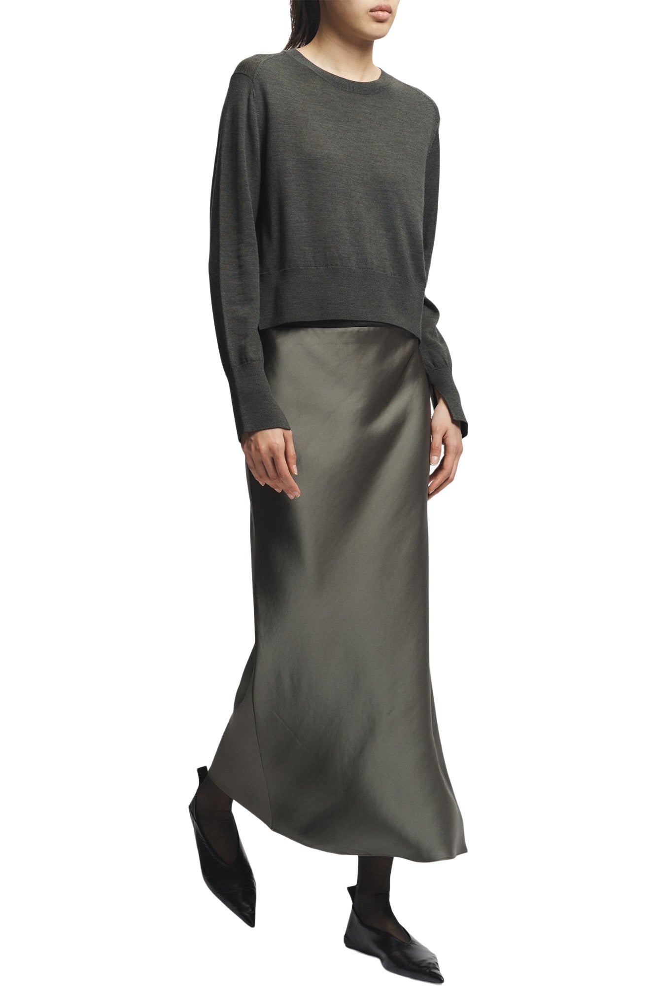 Saint Art Elodie Layered Crewneck Knit in Olive