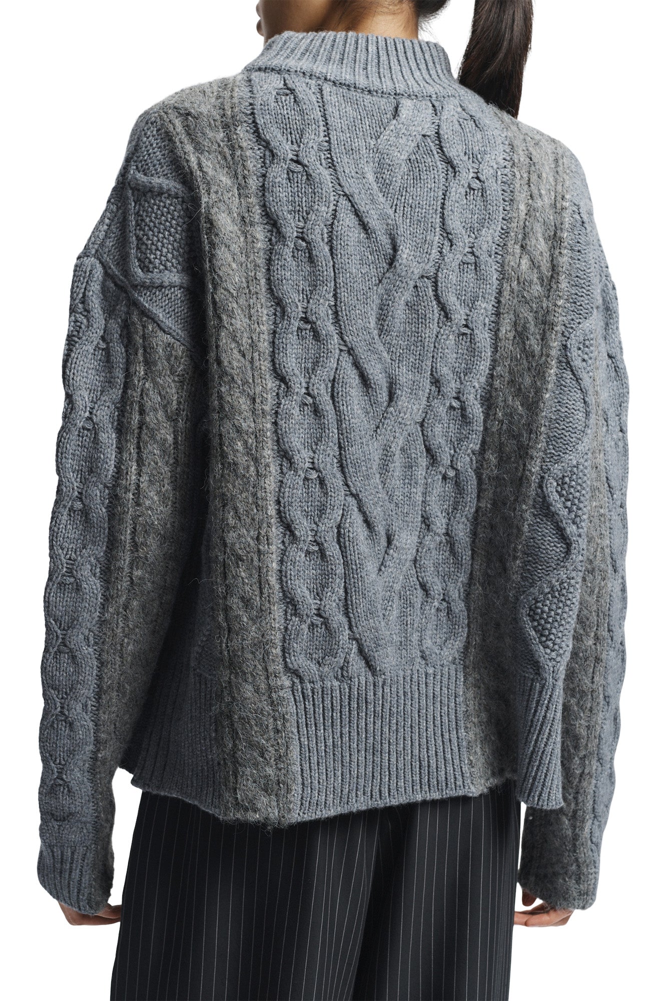 Saint Art Greyson Cable Sweater in Medium Grey Heather