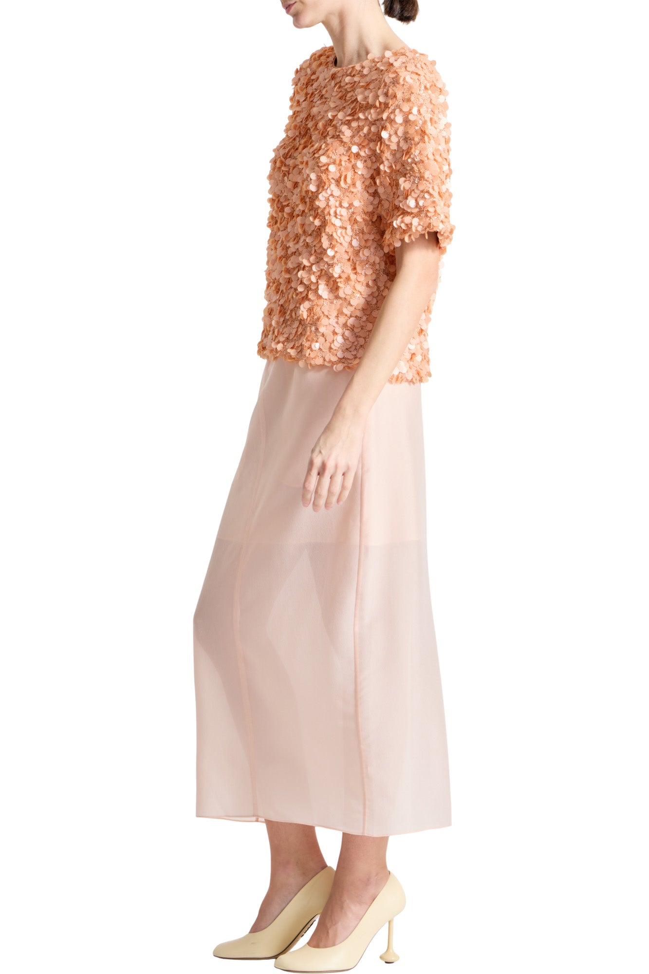 Saint Art Milo Sequin Blouse in Apricot