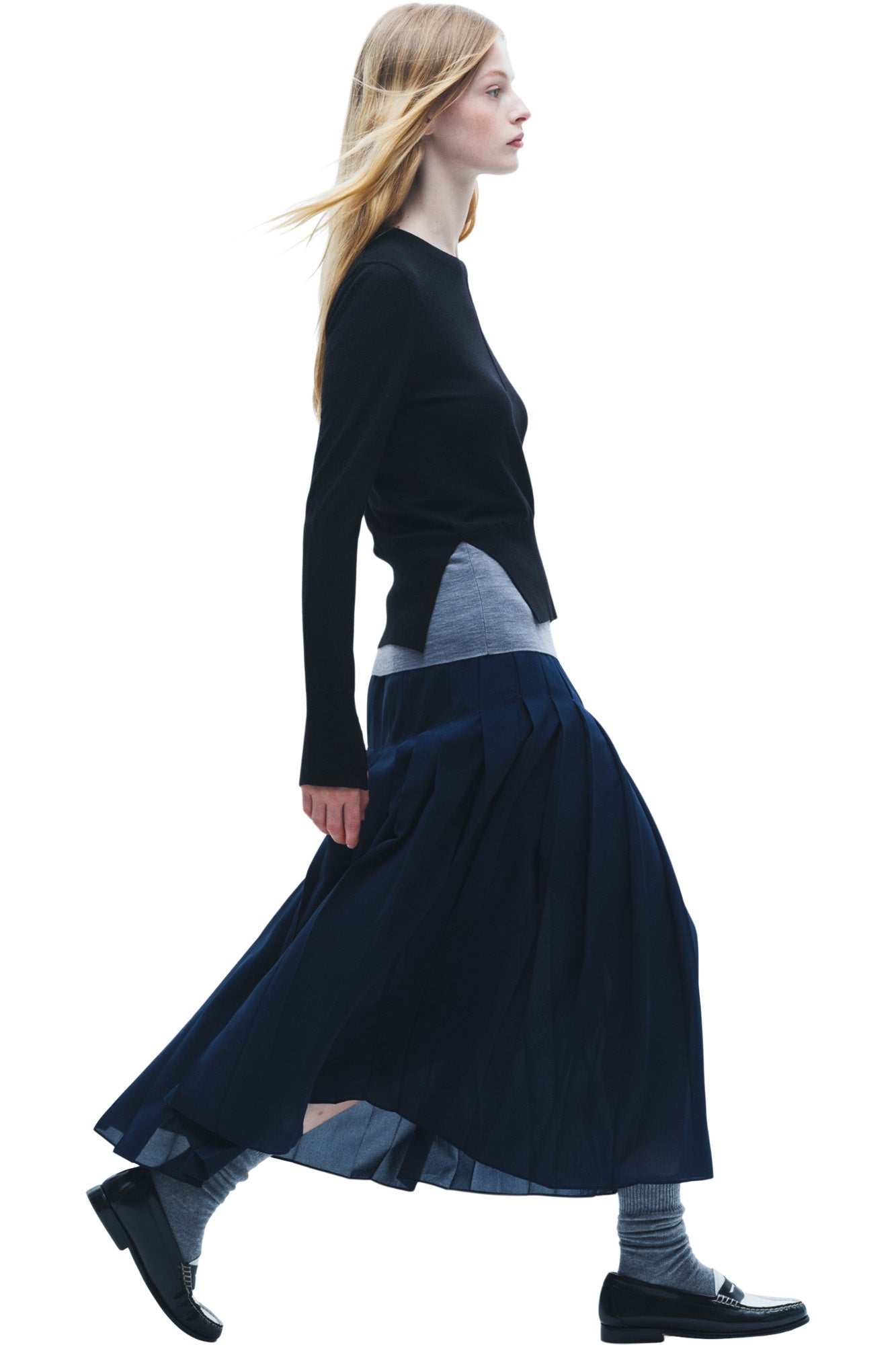 Saint Art Myra Layered Sweater in Black - Heather Grey