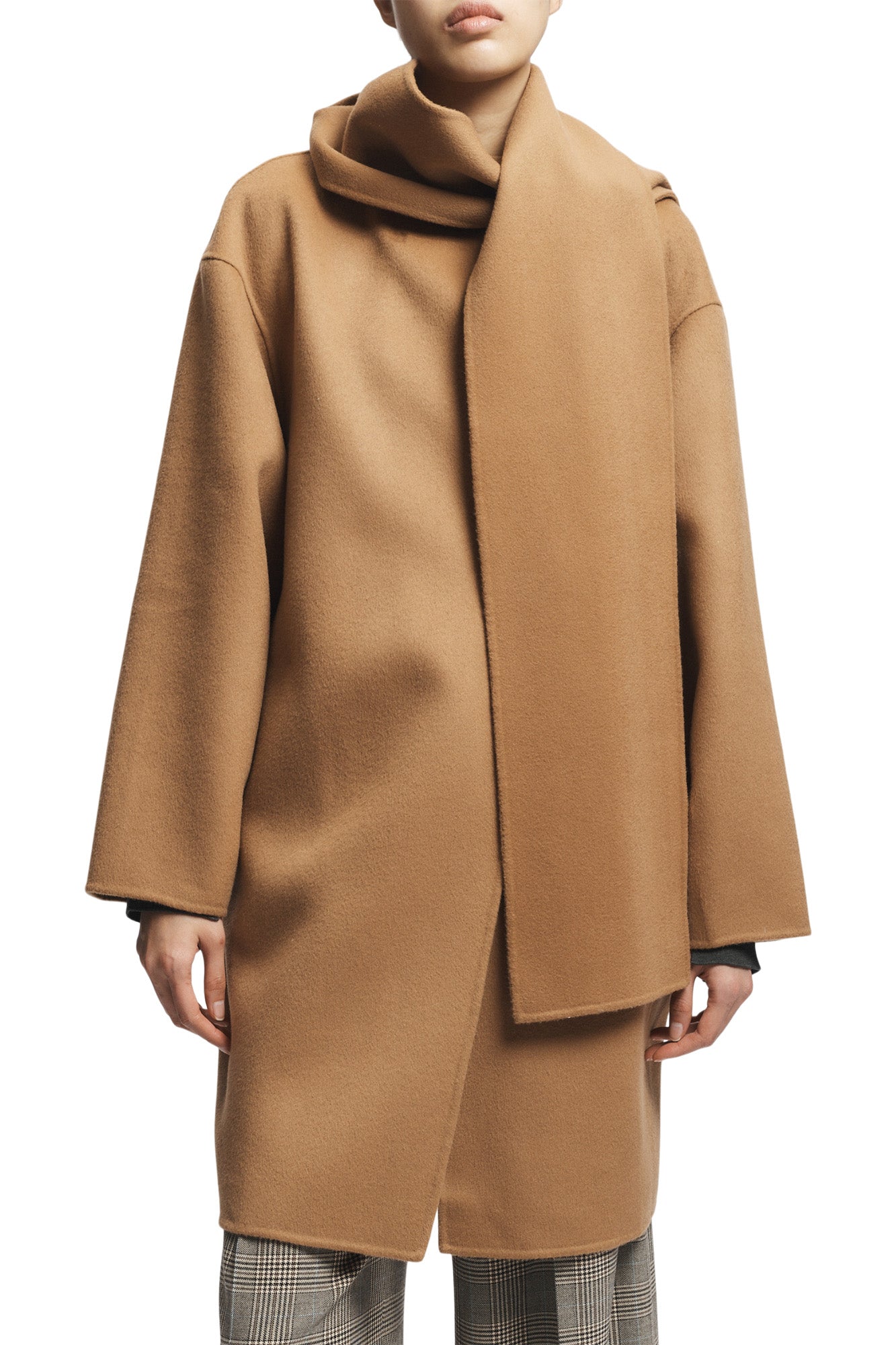 Saint Art Orla Wool Scarf Coat in Camel