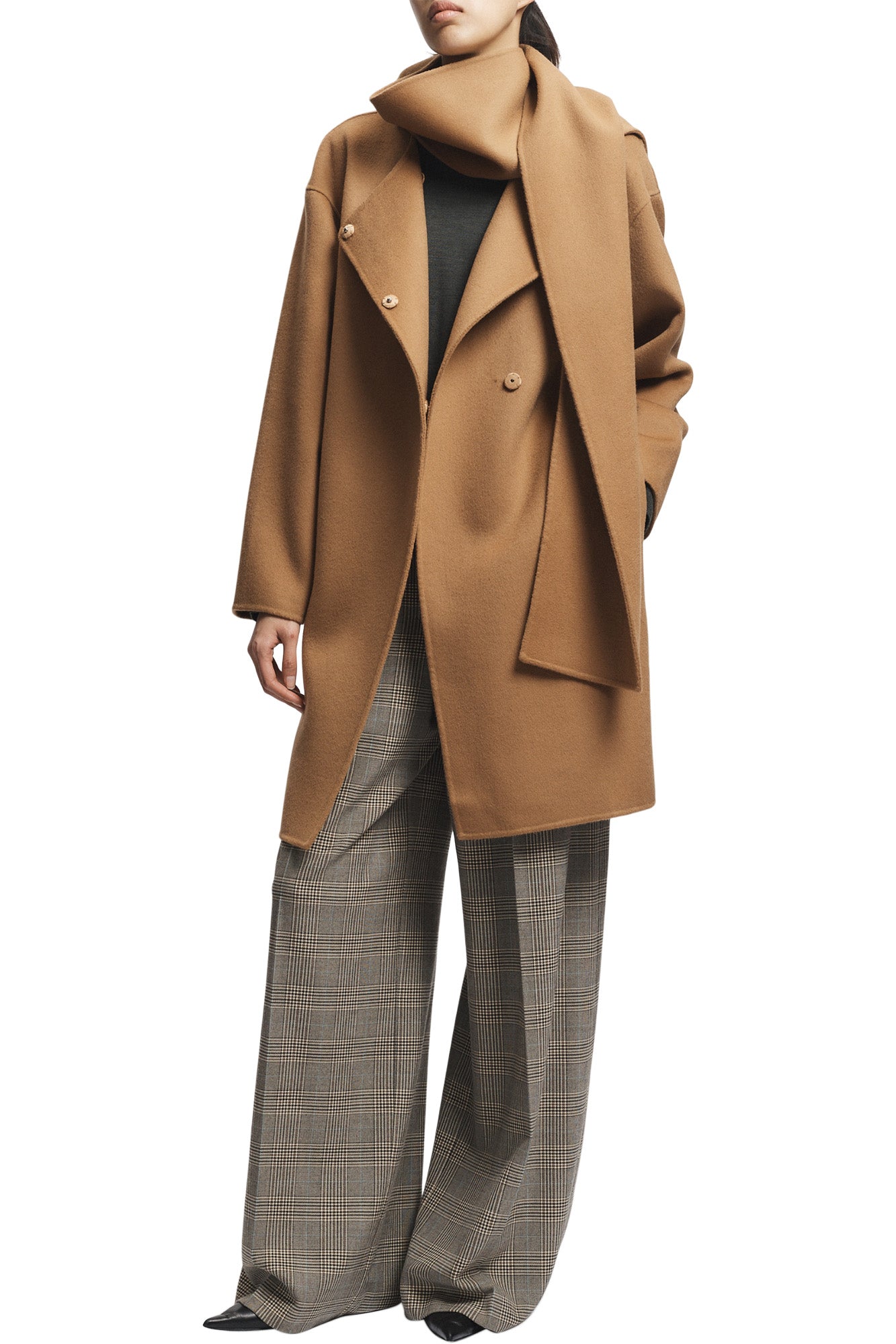 Saint Art Orla Wool Scarf Coat in Camel