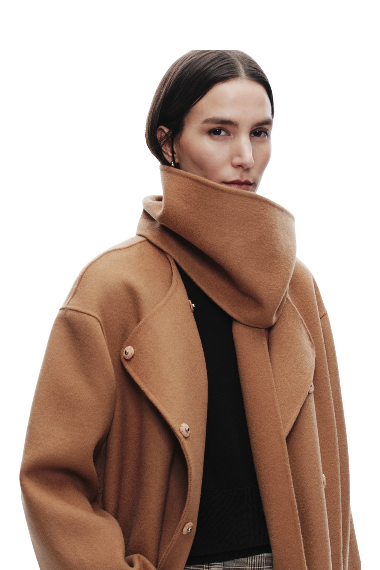 Saint Art Orla Wool Scarf Coat in Camel