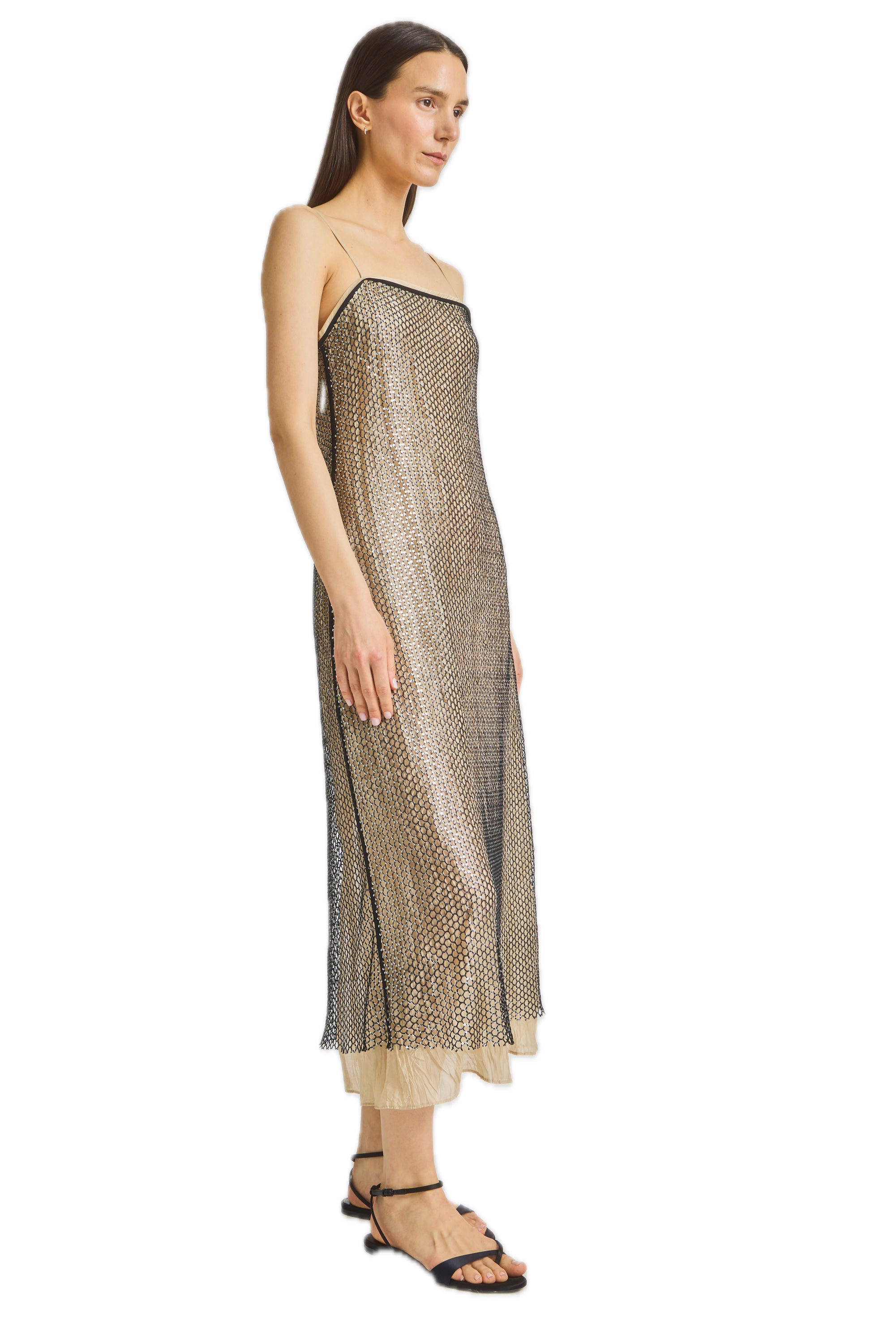 Saint Art Orleans Mesh Sequin Dress in Black