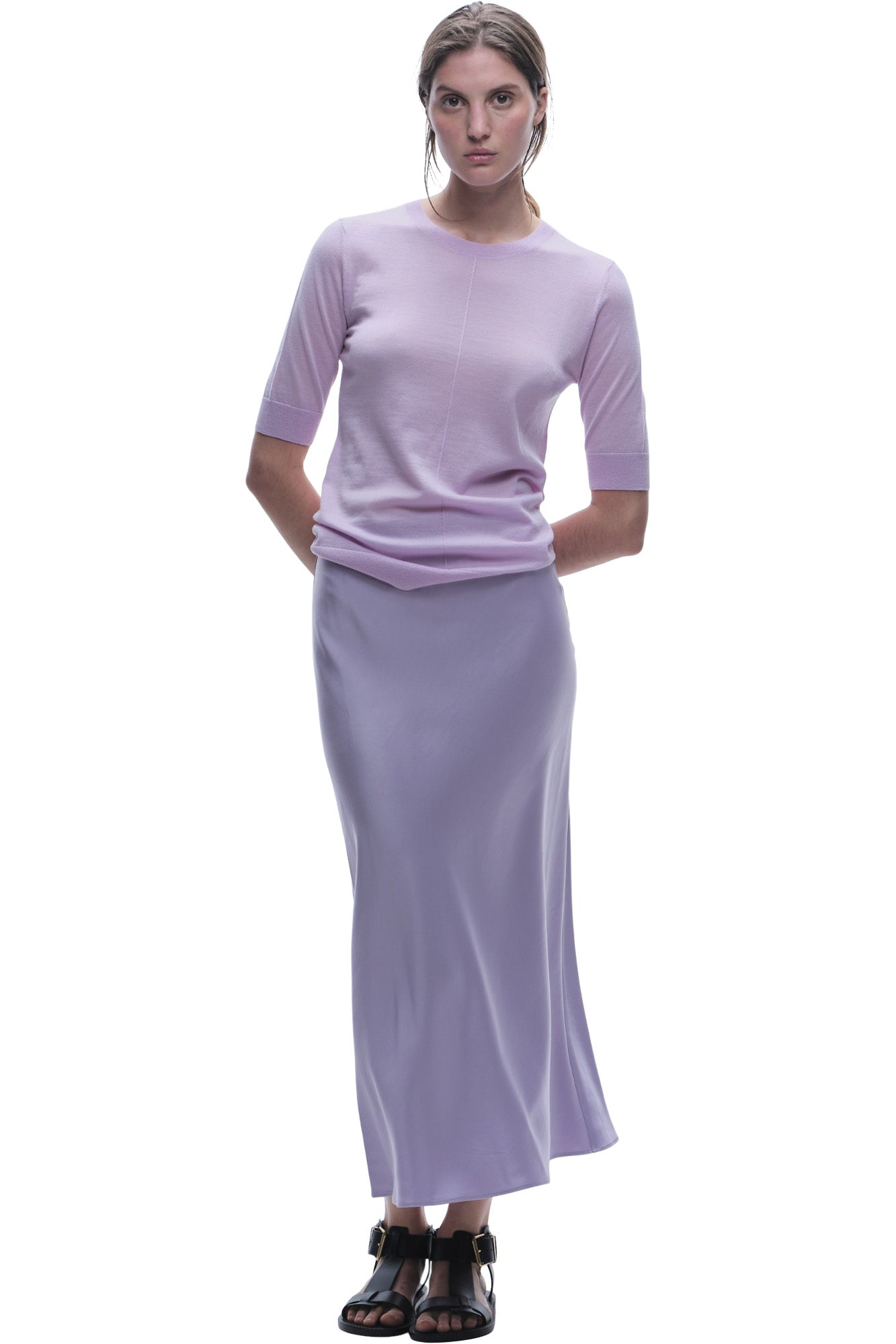 Saint Art Talia Charmeuse Skirt in Lilac