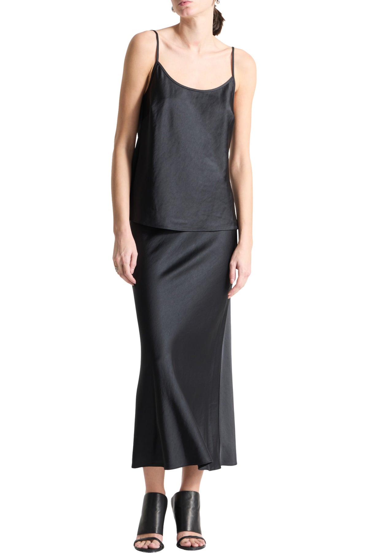 Saint Art Talia Charmeuse Maxi Skirt in Deep Forest