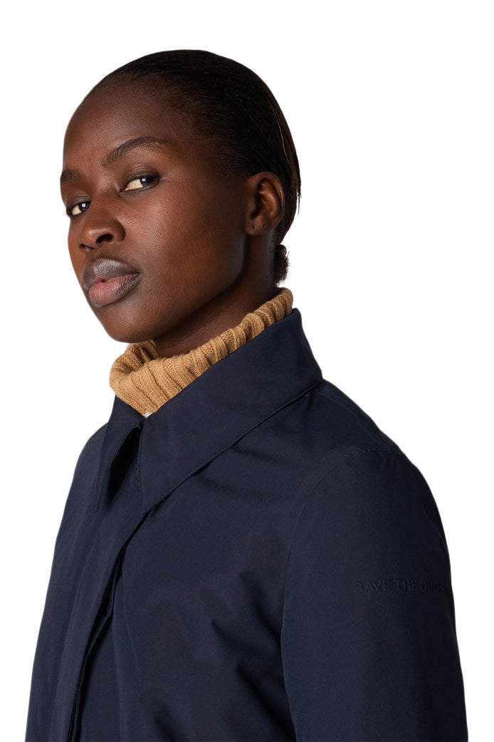 Save The Duck Embie Hooded Raincoat in Blue Black