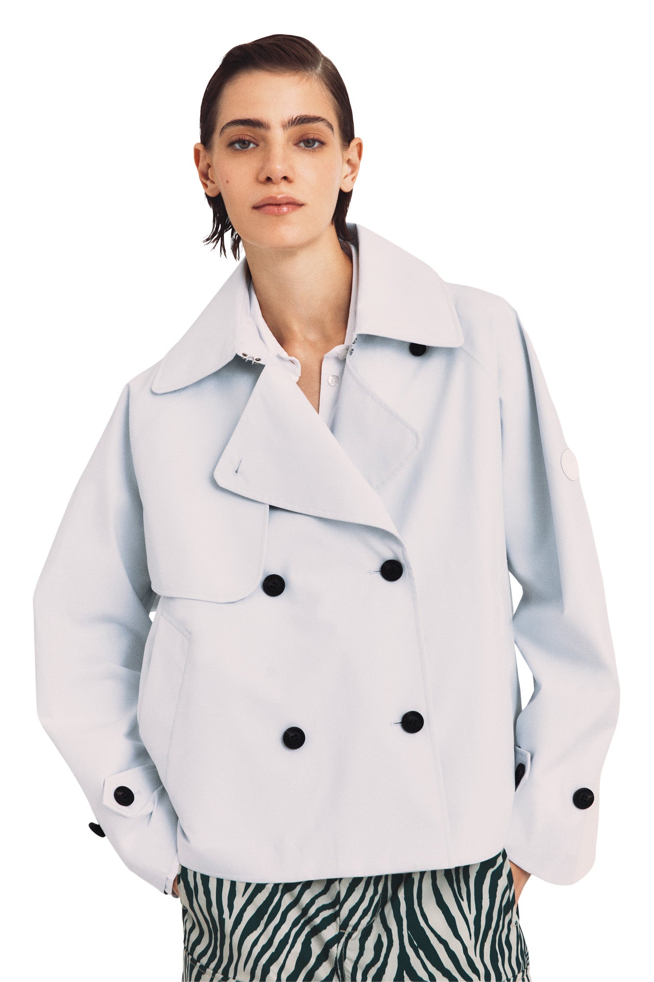 Save The Duck Garbo Short Trench Coat in White