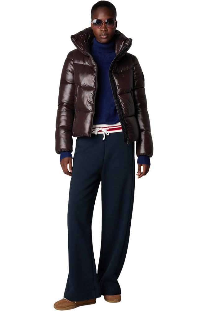 Save The Duck Isla Funnel Neck Jacket in Brown Black