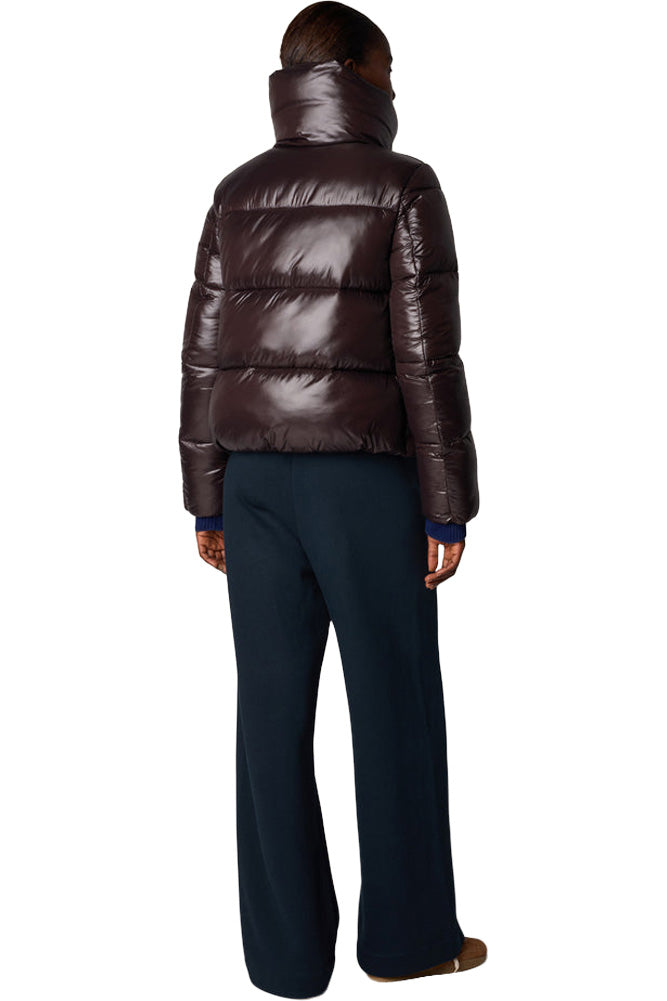 Save The Duck Isla Funnel Neck Jacket in Brown Black