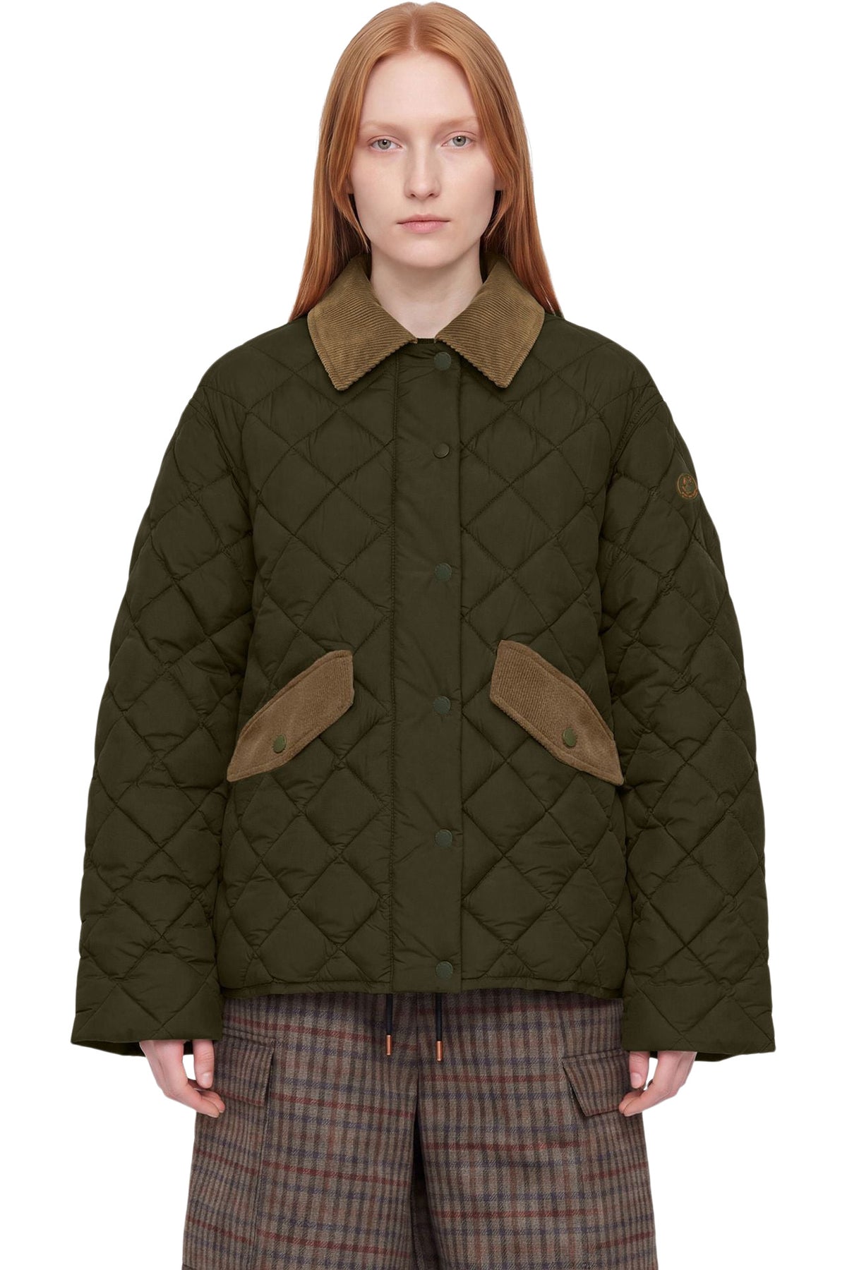 Save The Duck Jodie Quilted Jacket in Snake Green