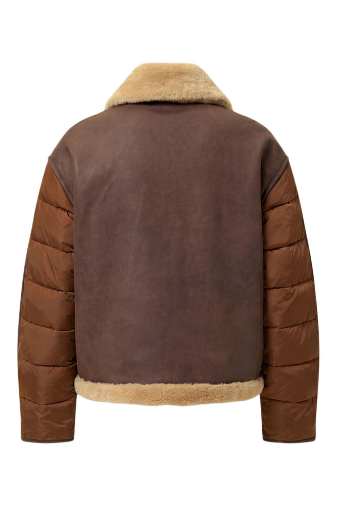 Save The Duck Josette Faux Leather Jacket in Hazelnut Brown