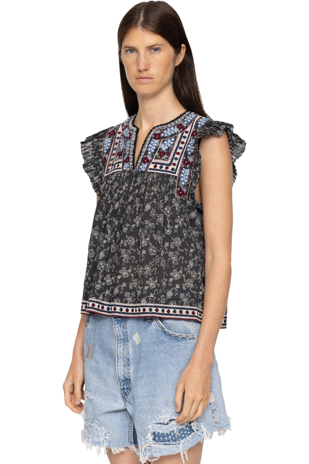Sea, New York Everly Embroidered Top in Black
