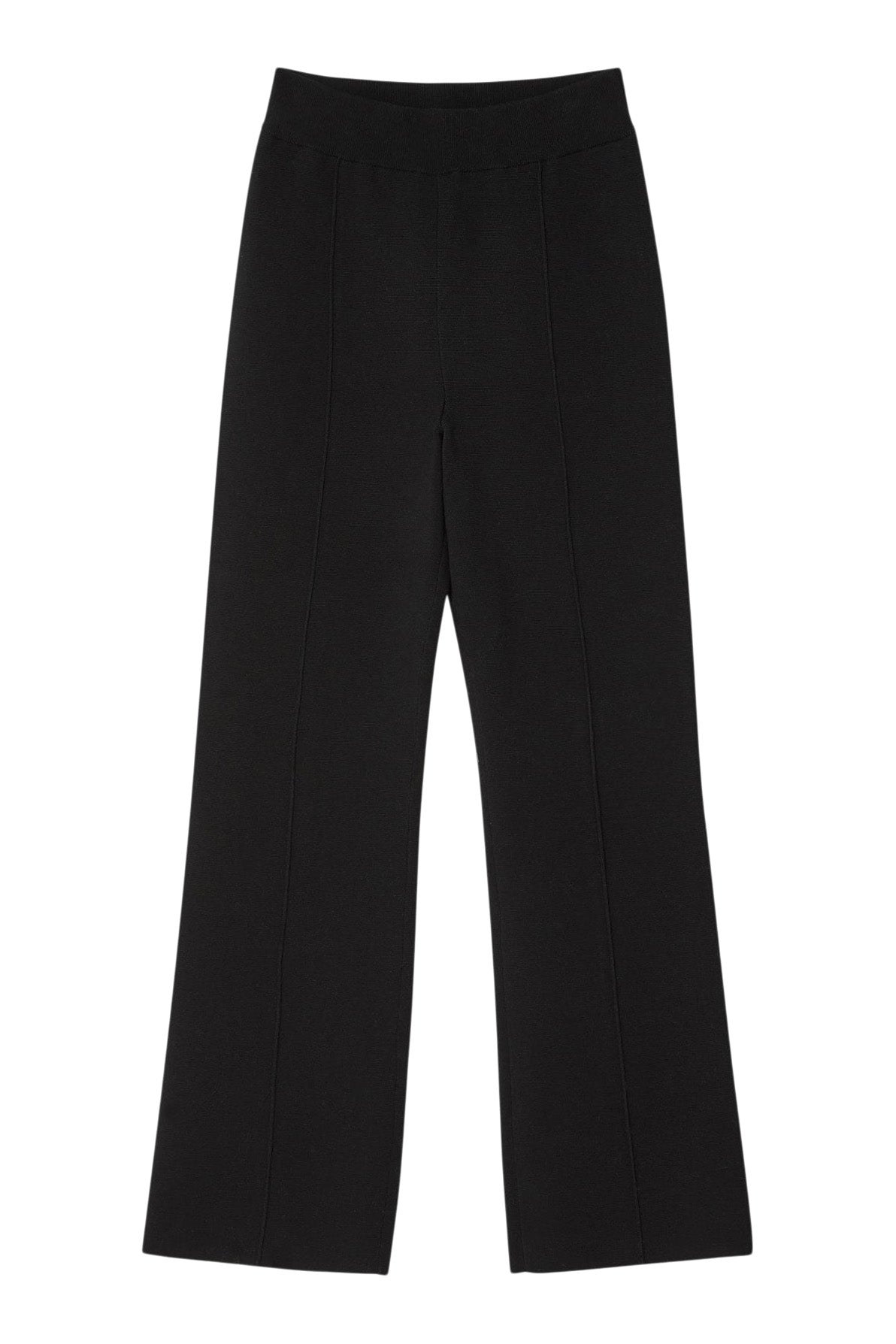 White & Warren Superfine Organic Cotton Kick Pleat Pants in Black