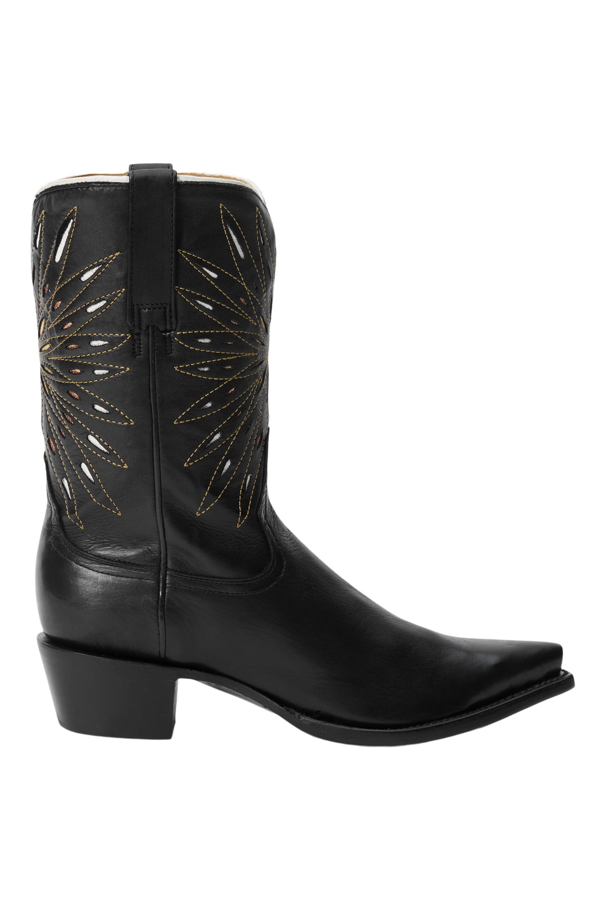 The Great x Stetson The Southwest Cowboy Boot In Black with Gold Sunburst