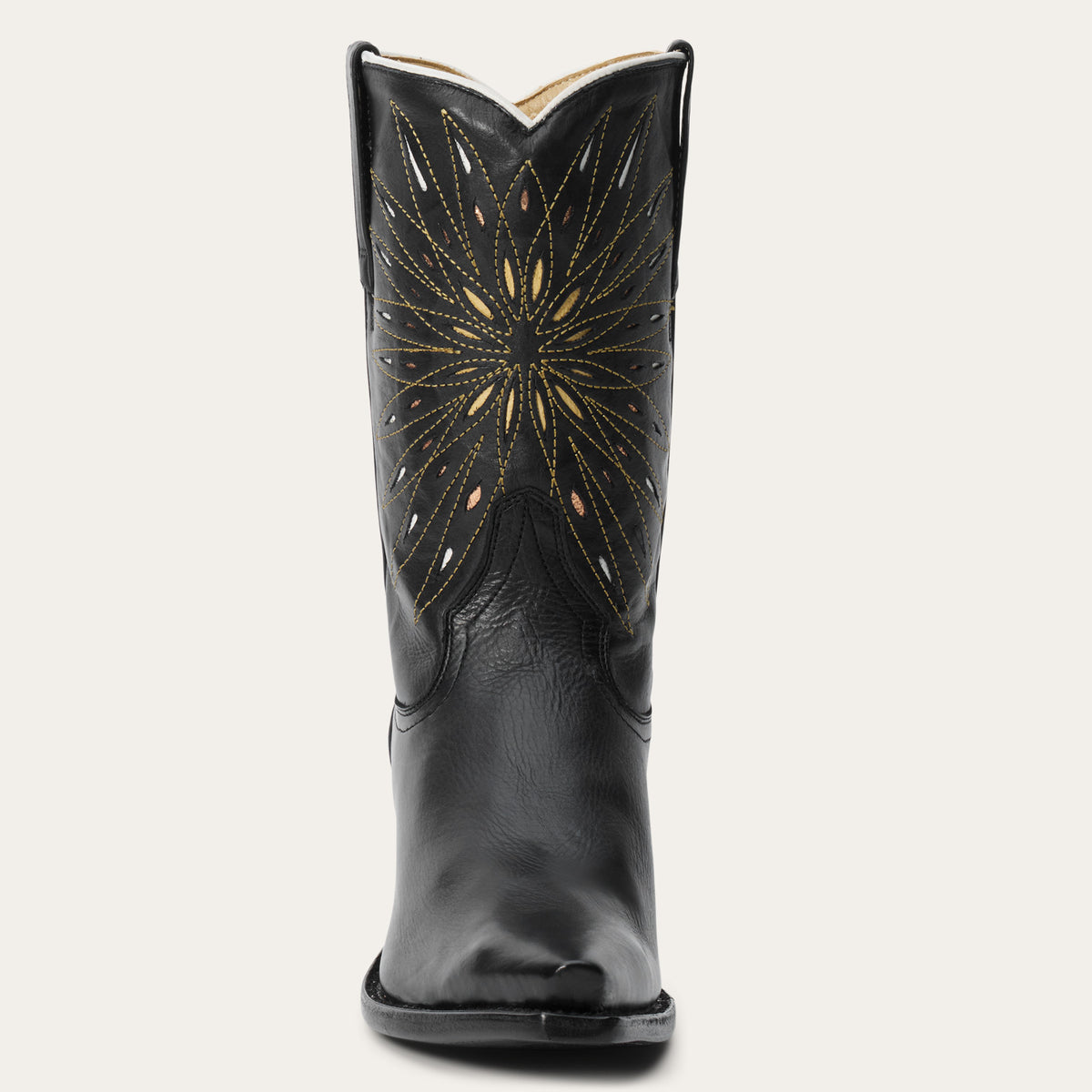 The Great x Stetson The Southwest Cowboy Boot In Black with Gold Sunburst