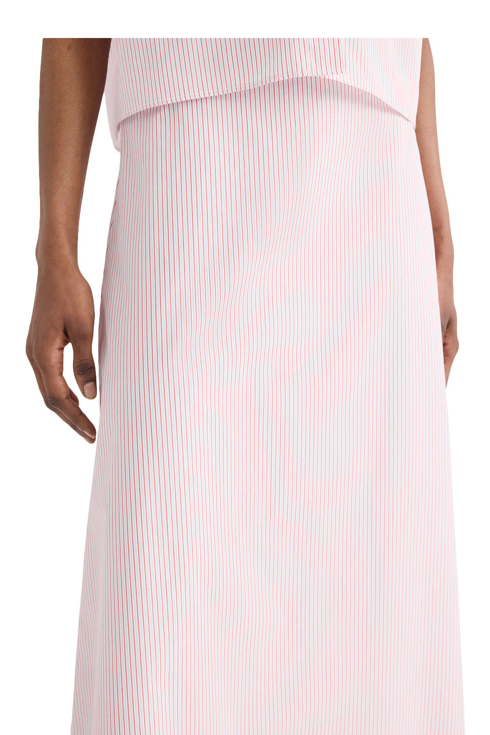 TWP A-Line Skirt in White-Red