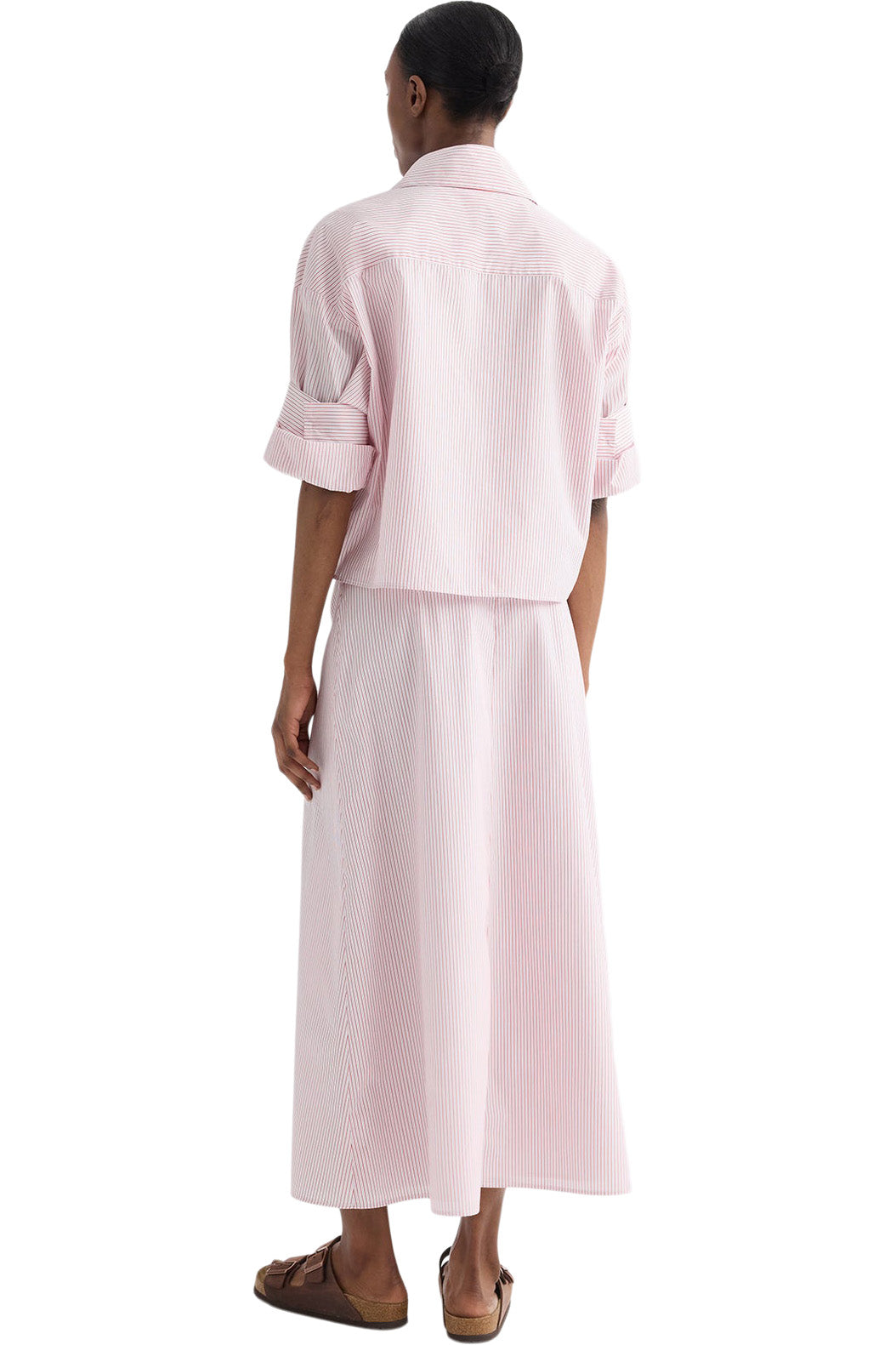 TWP A-Line Skirt in White-Red