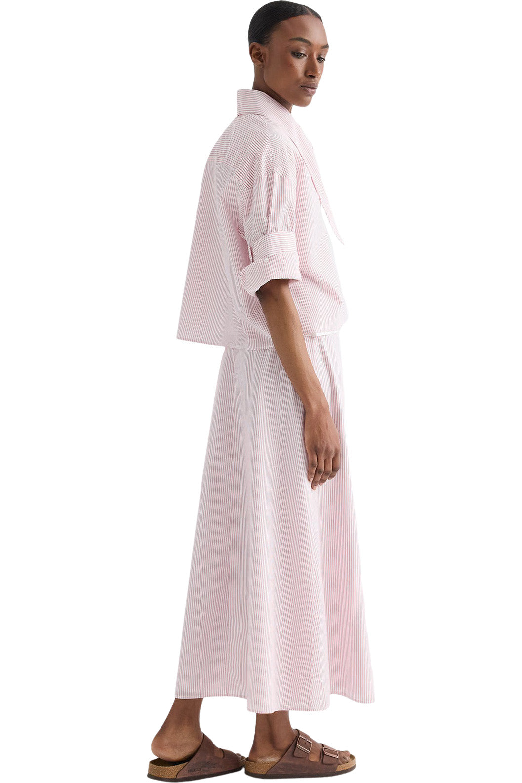 TWP A-Line Skirt in White-Red