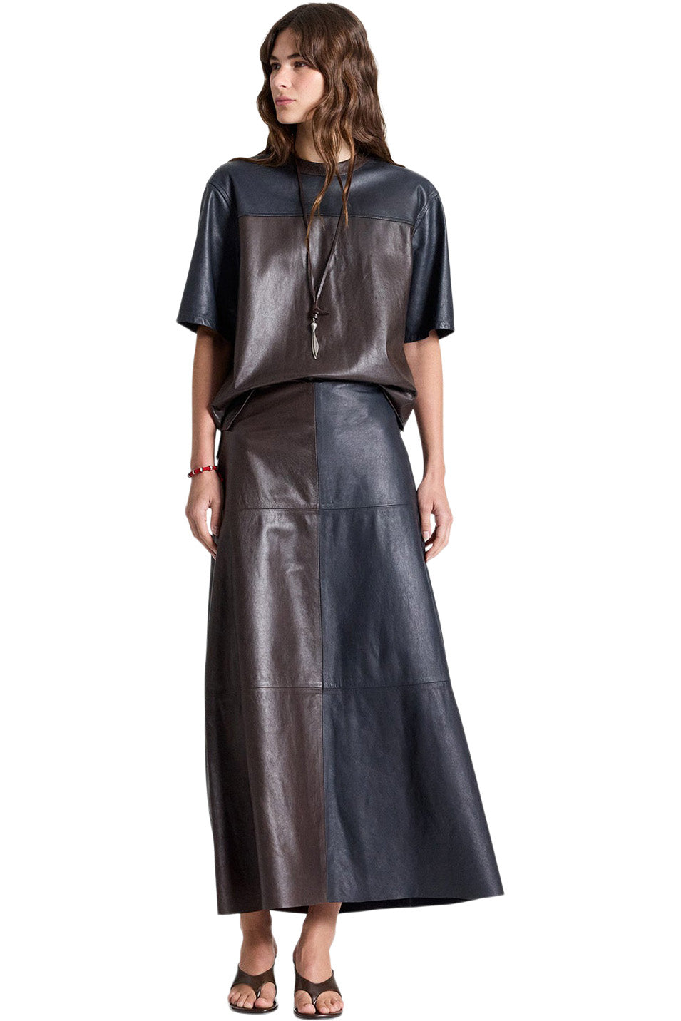 TWP A-Line Skirt with Cut Seams in Midnight - Dark Chocolate