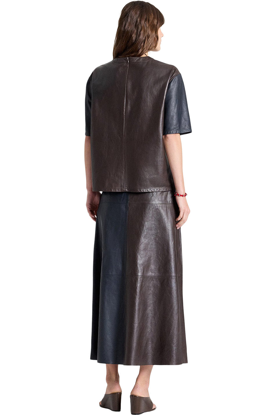 TWP A-Line Skirt with Cut Seams in Midnight - Dark Chocolate