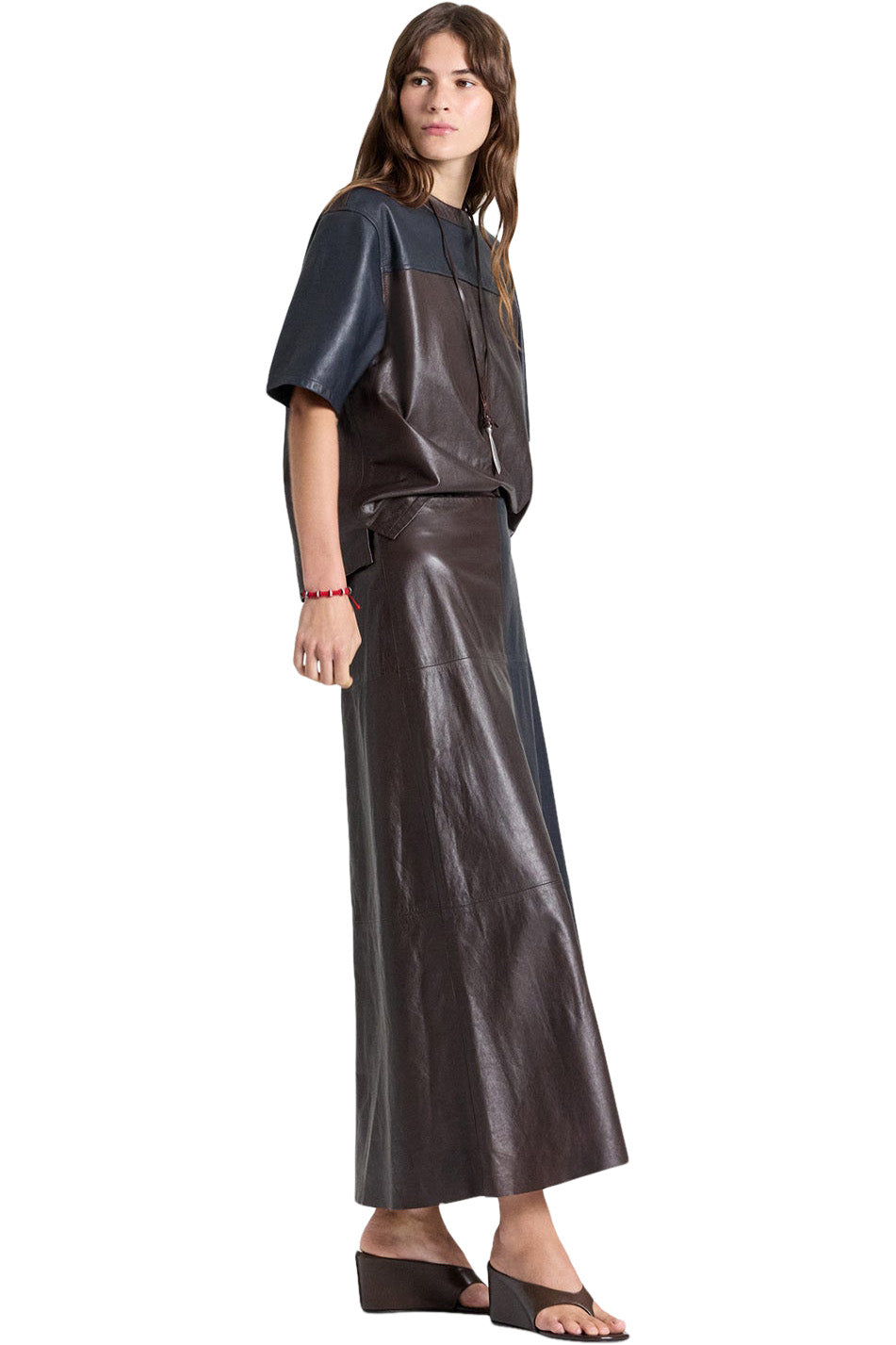 TWP A-Line Skirt with Cut Seams in Midnight - Dark Chocolate