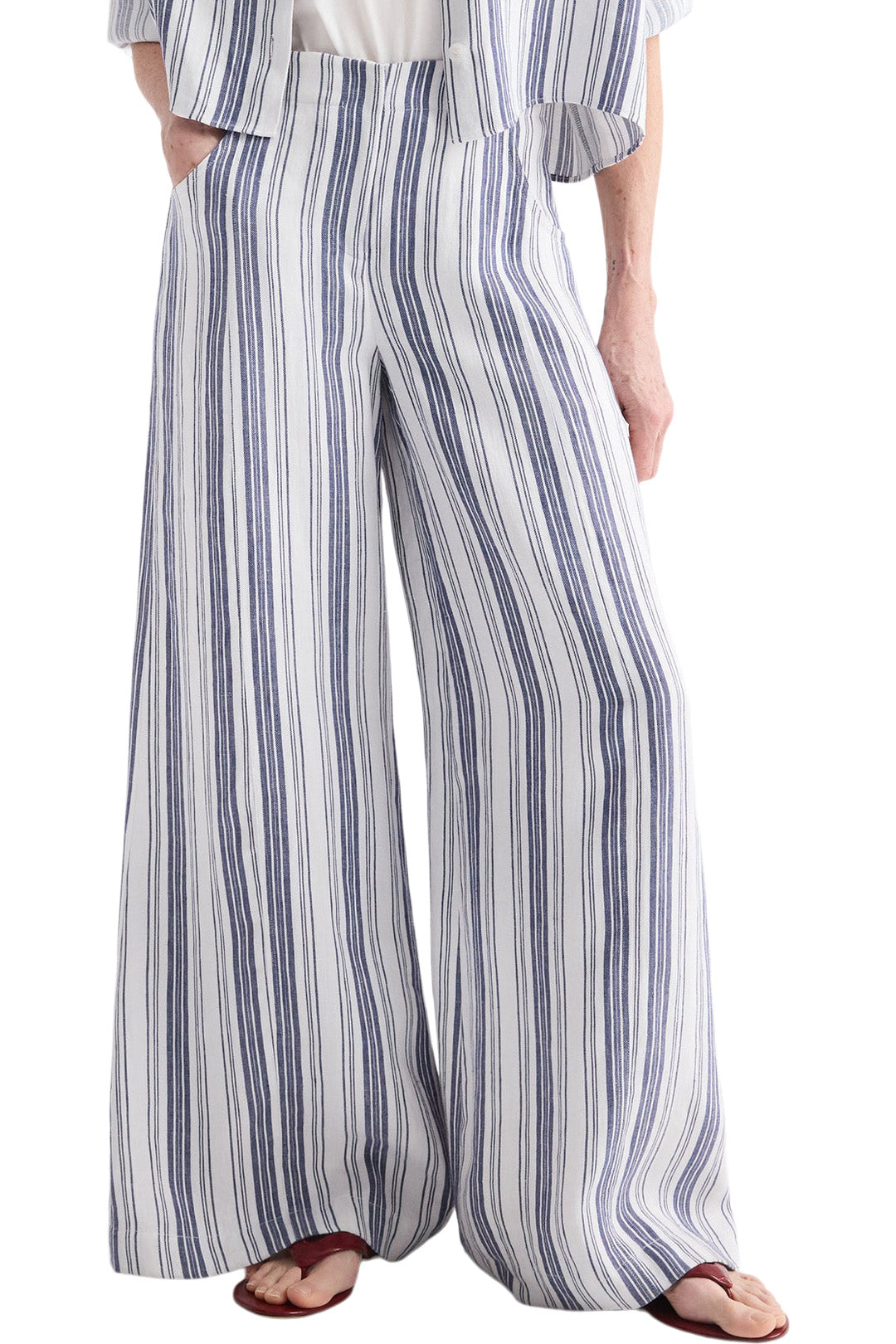 TWP Demie Pant in Ivory-Navy