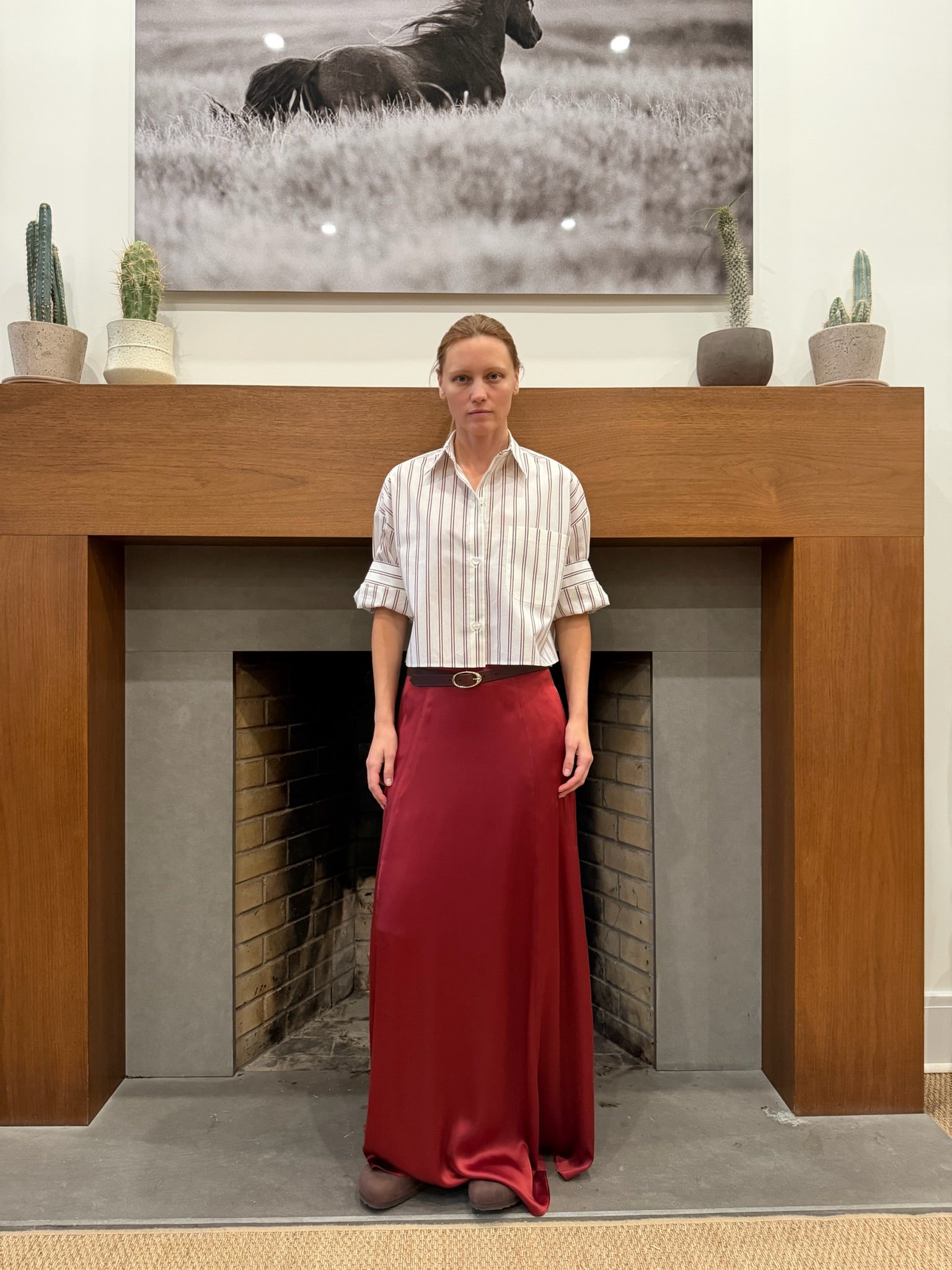 TWP Flowy Maxi Skirt
in Currant