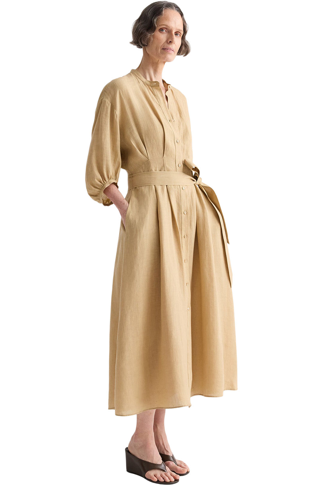 TWP Maxi Dress with 3/4 Poet Sleeve in Candied Ginger