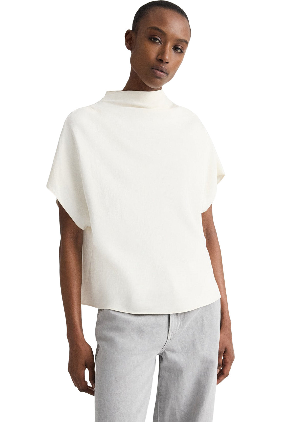 TWP Mockneck Tee in Bone