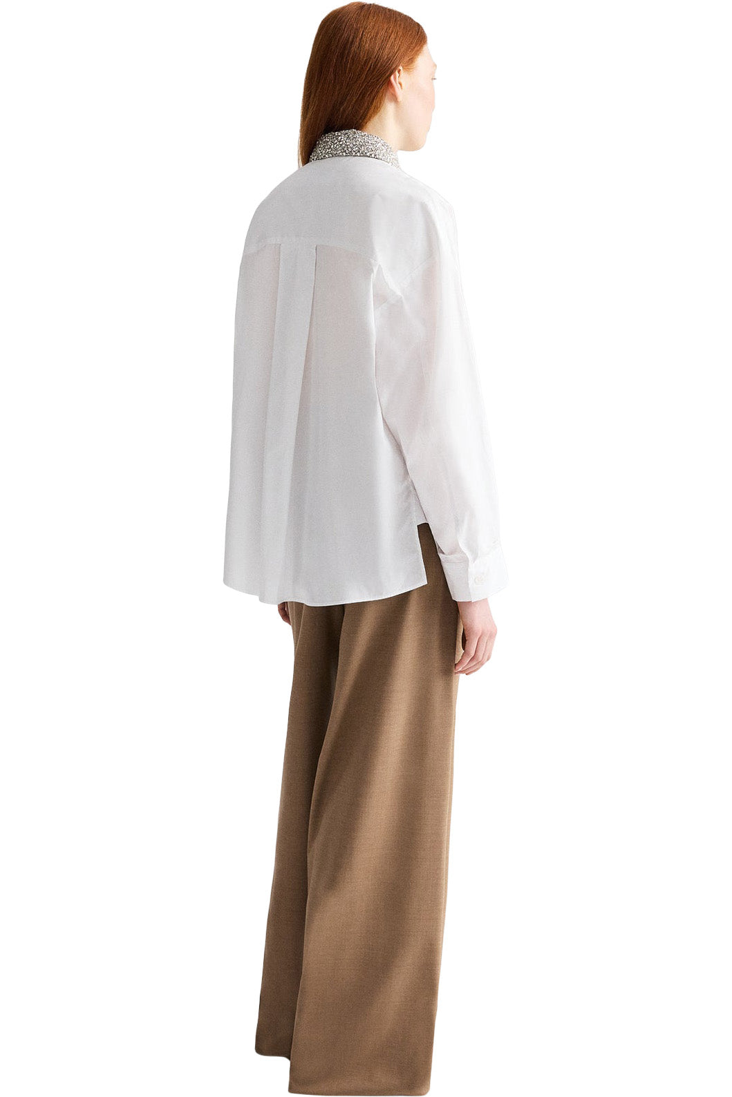 TWP New Earl Shirt with Crystal Collar in White