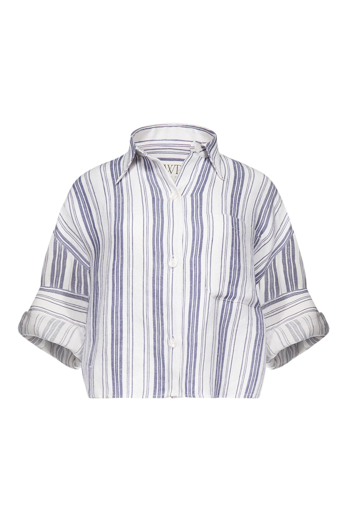 TWP Next Ex Shirt in Ivory-Navy