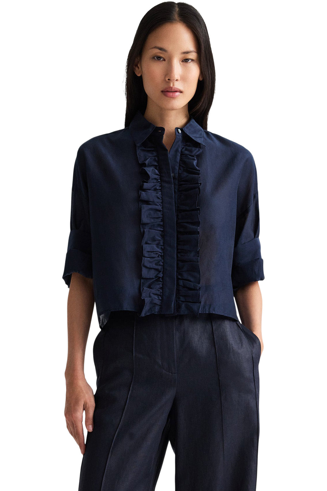 TWP Next Ex Shirt with Ruffle
in Midnight