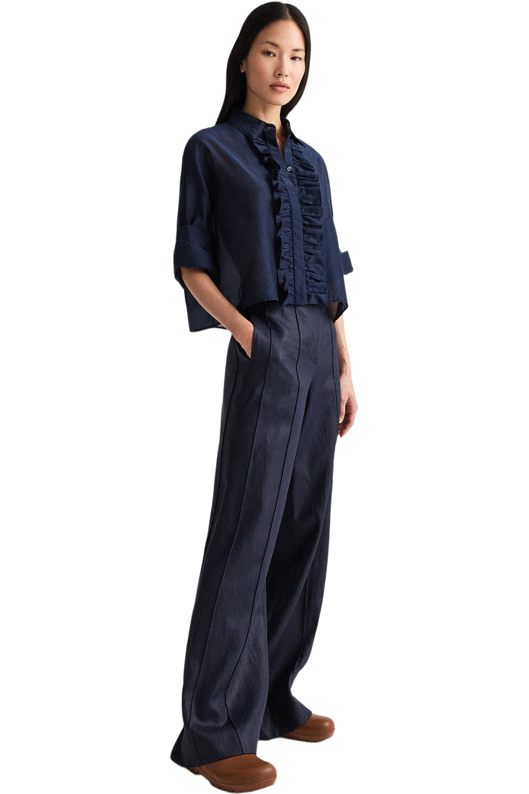 TWP Next Ex Shirt with Ruffle
in Midnight