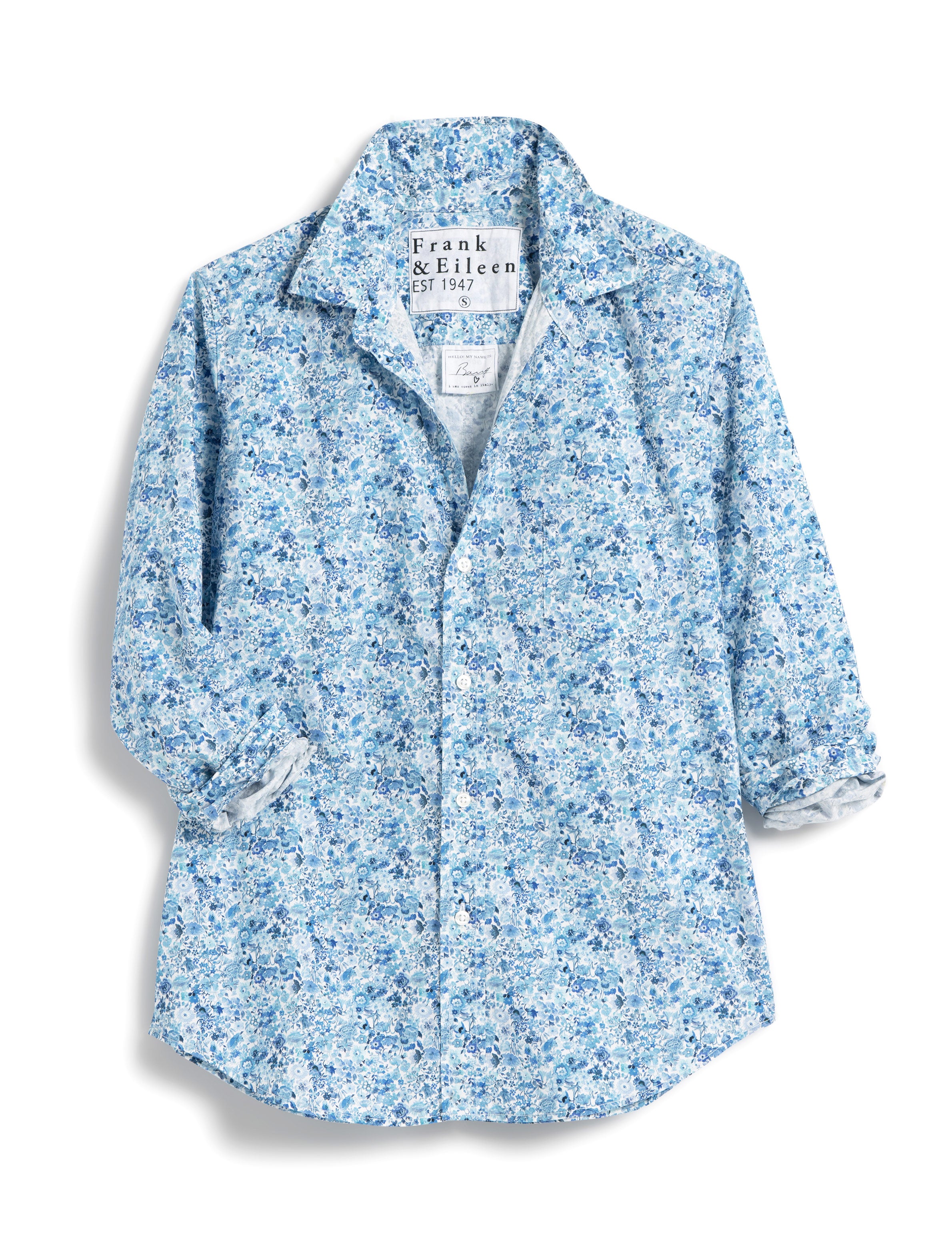 Frank & Eileen Barry Tailored Button Up Shirt in Blue Floral