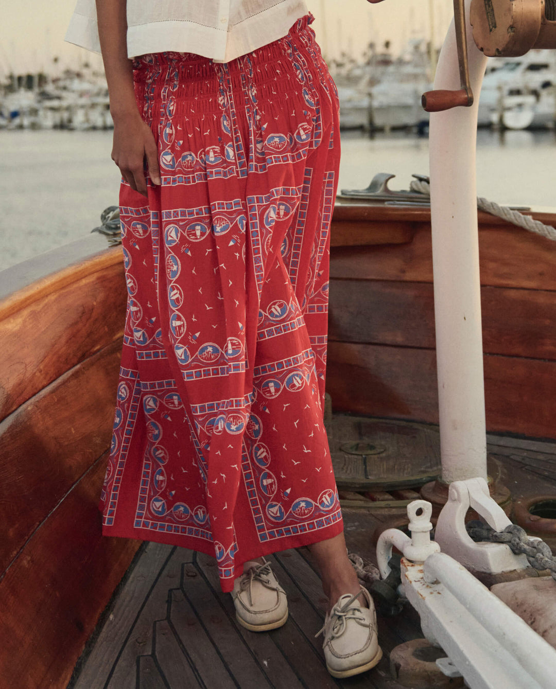 The Great Canary Skirt in Red Sailboat Bandana