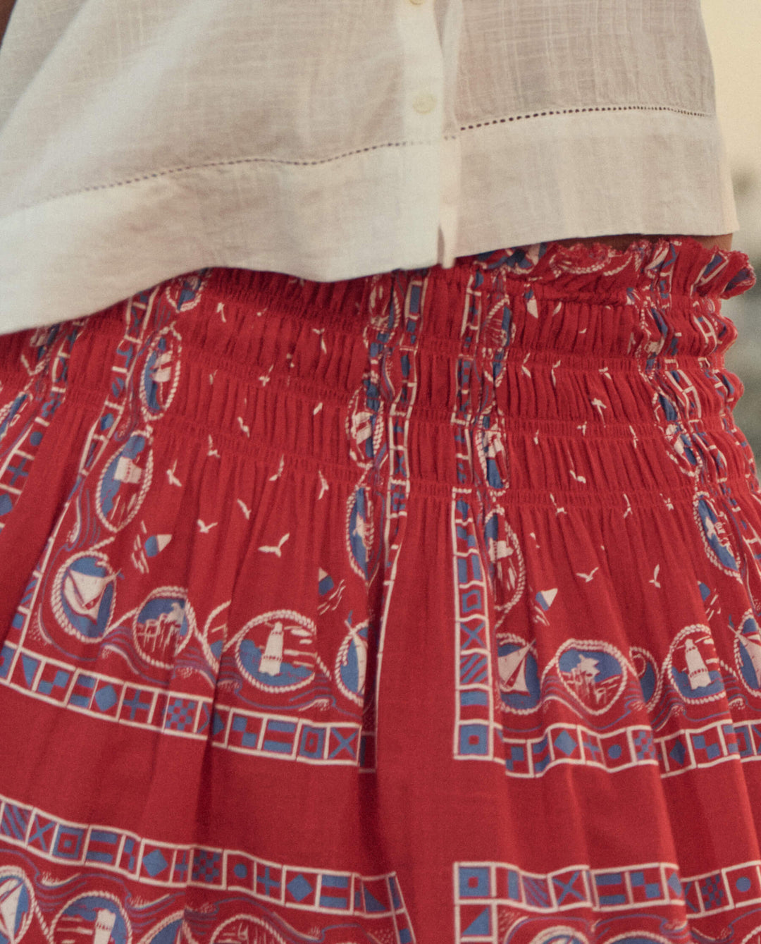 The Great Canary Skirt in Red Sailboat Bandana