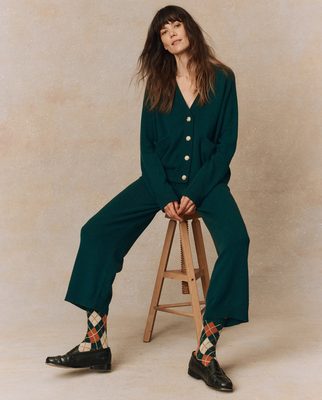 The Great Cashmere Varsity Cardigan in Alpine