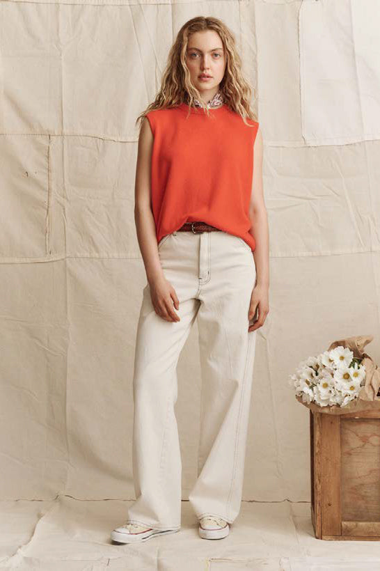 The Great Cashmere Vest in Hot Orange